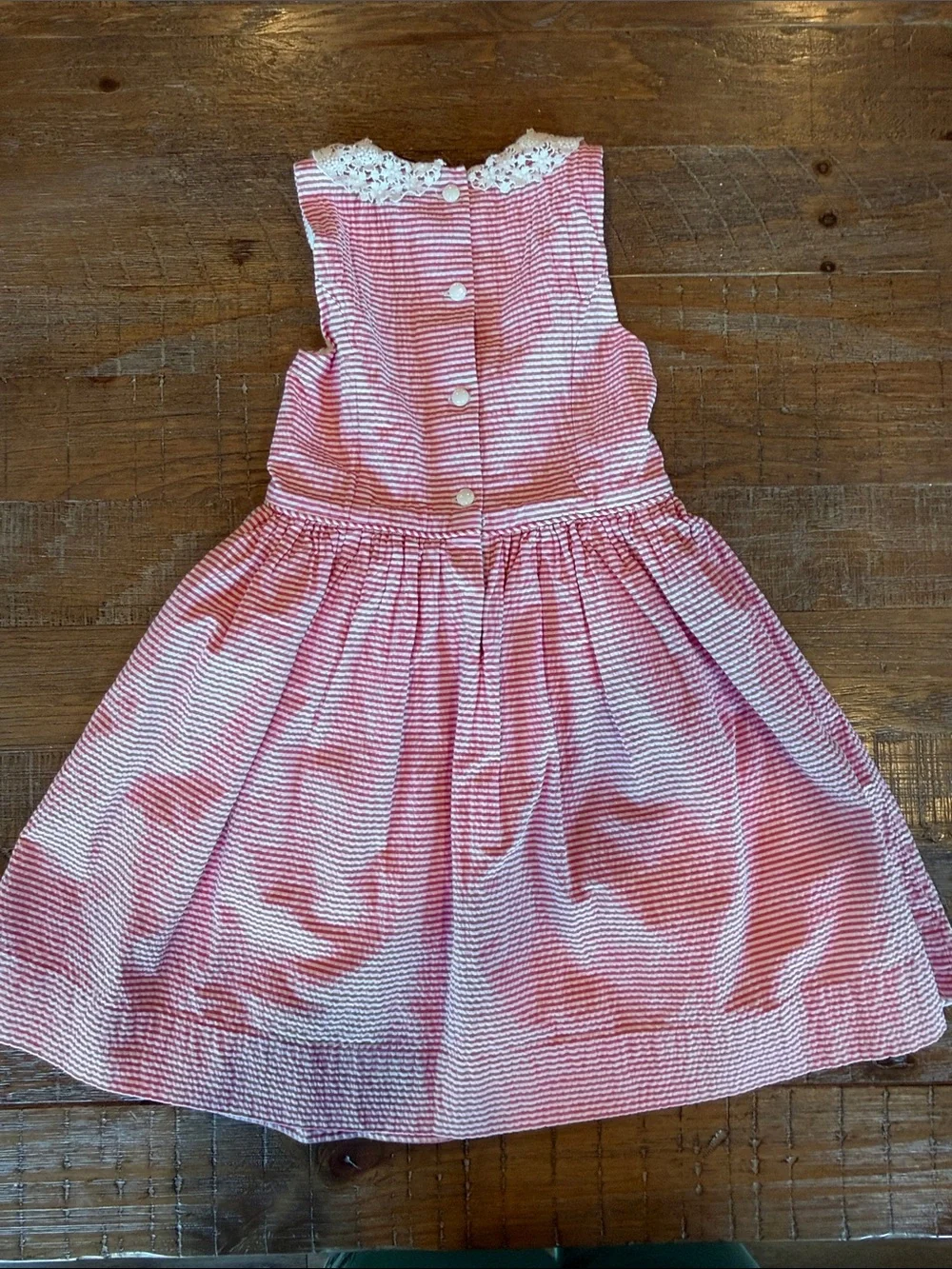 Ralph Lauren Pink & White Striped Sleeveless Dress with Lace Collar